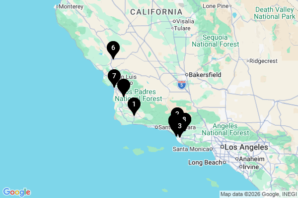 Map showing facility locations