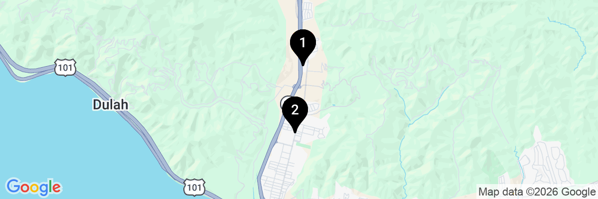 Map showing facility locations