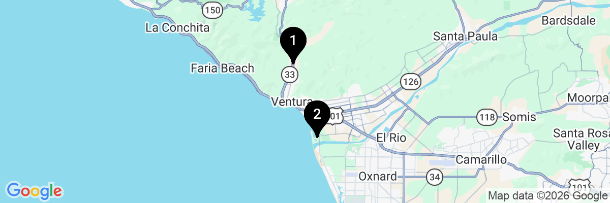 Map showing facility locations