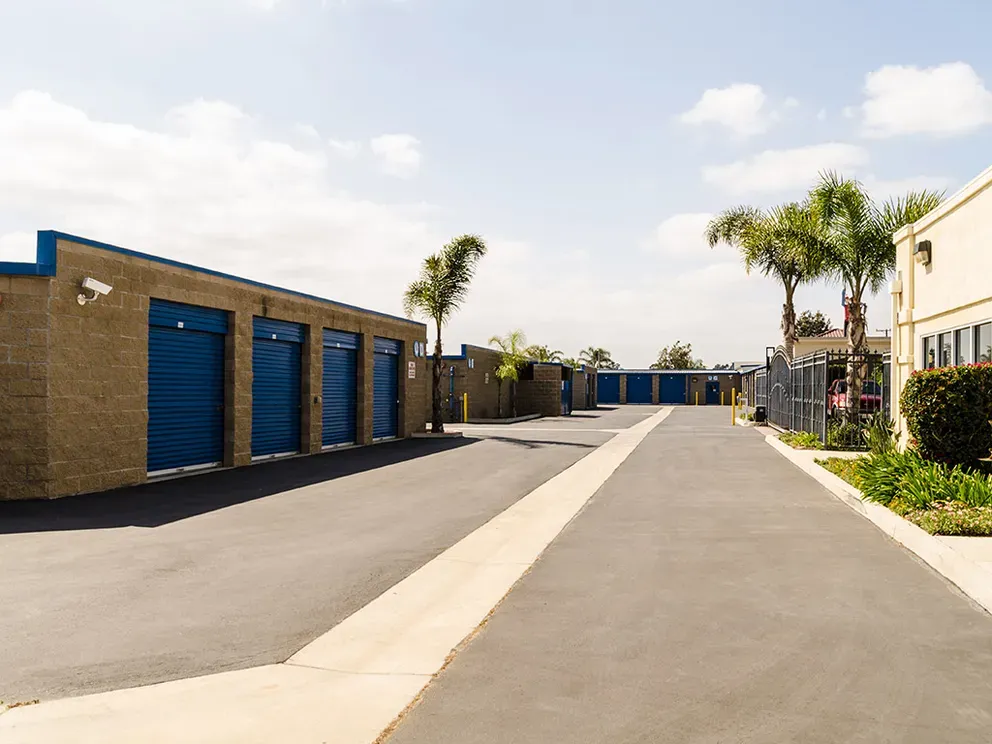 Row of outdoor storage units