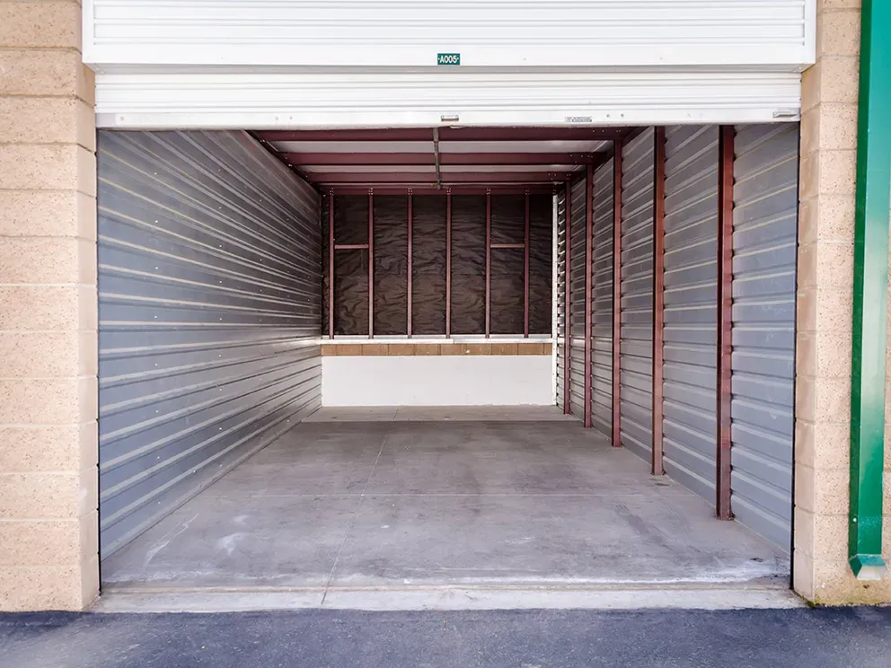 Inside of a clean, large storage unit